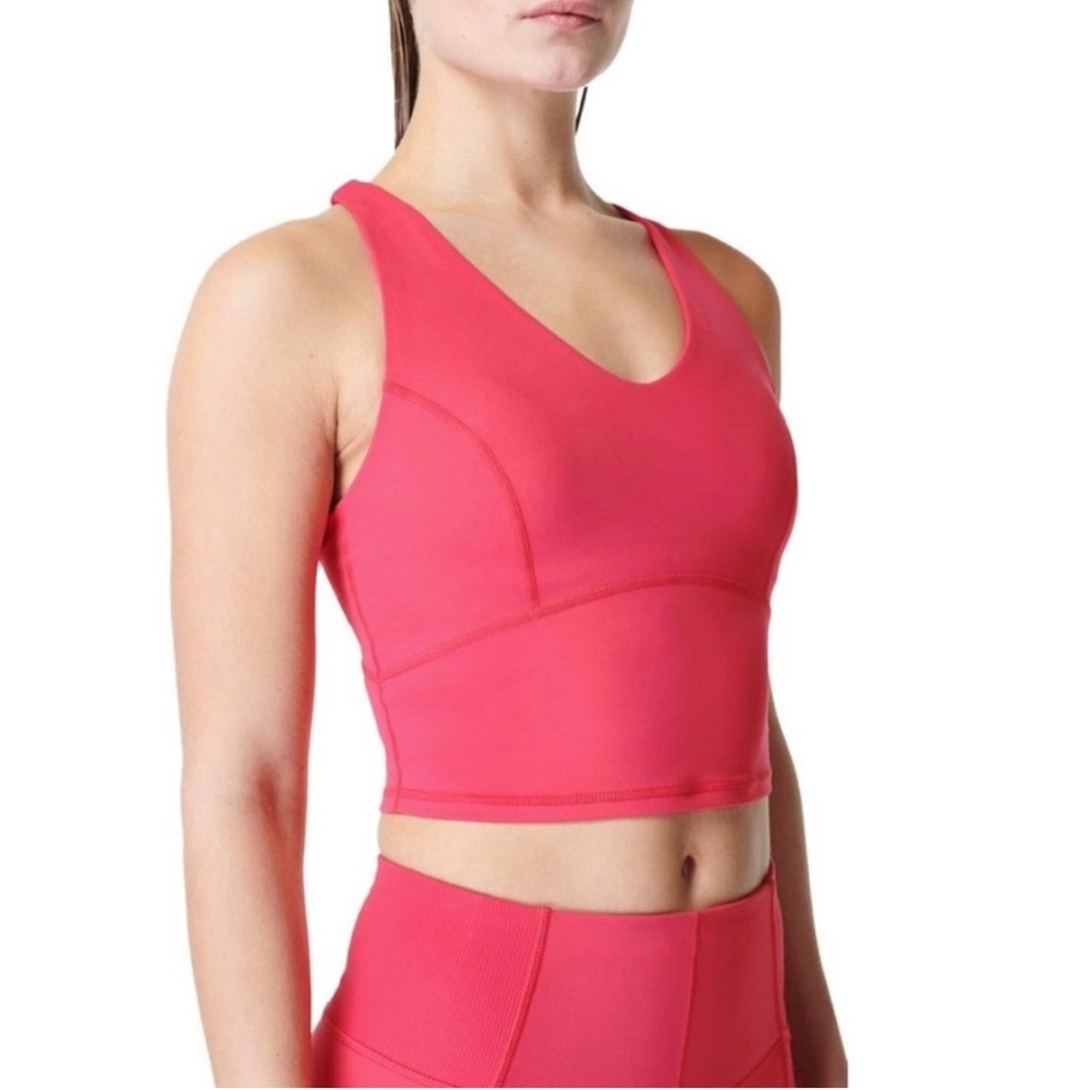 NWT Sweaty Betty Super Soft Strappy Back Workout Crop Top in Glow Pink SIZE US 6 - Picture 2 of 12